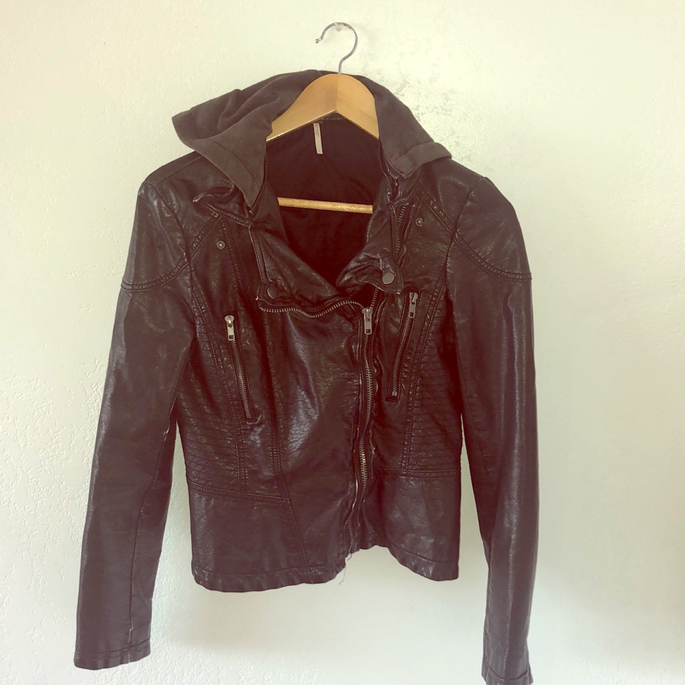Free People leather bomber jacket-size 6